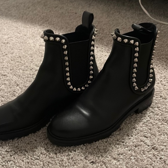Black Chelsea Ankle Boots with Studded Detail - Picture 1 of 8